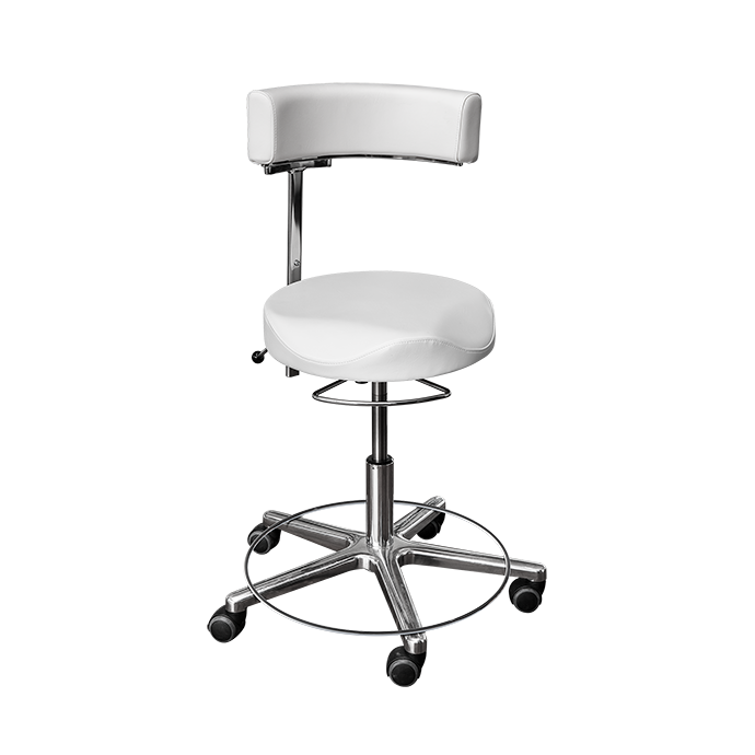 Arbeitsstuhl 93033 weiß mit Fußring und ergonomischer Sitzkante